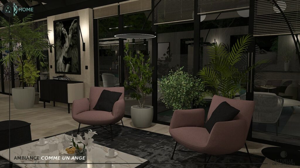 association de fauteuils design avec des plantes d'intérieur
