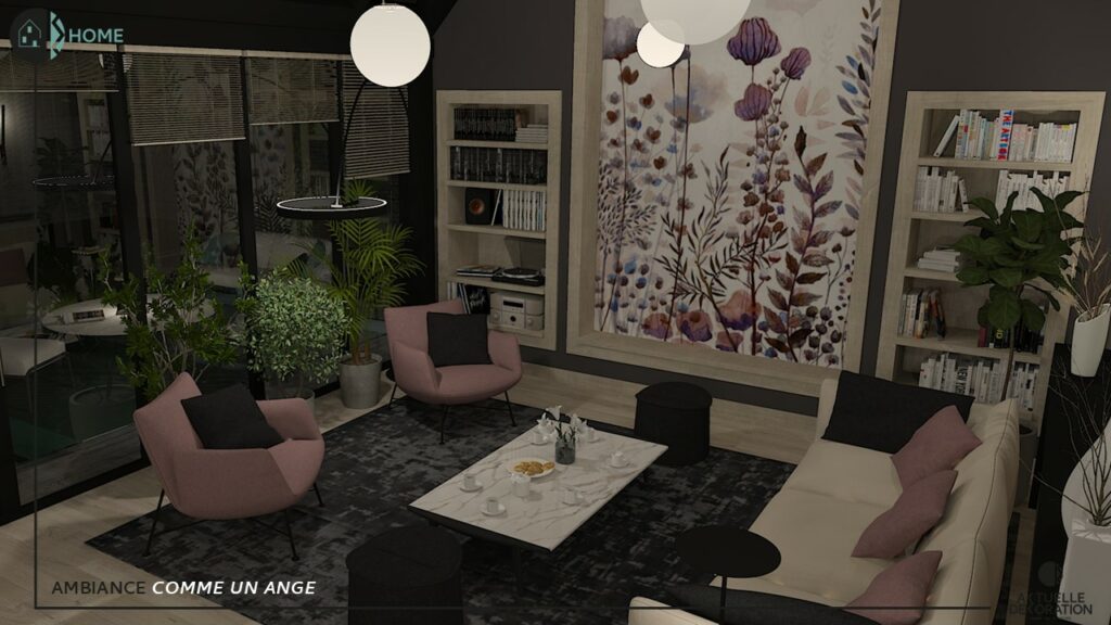 ambiance décorative d'un salon à l'ambiance contemporaine